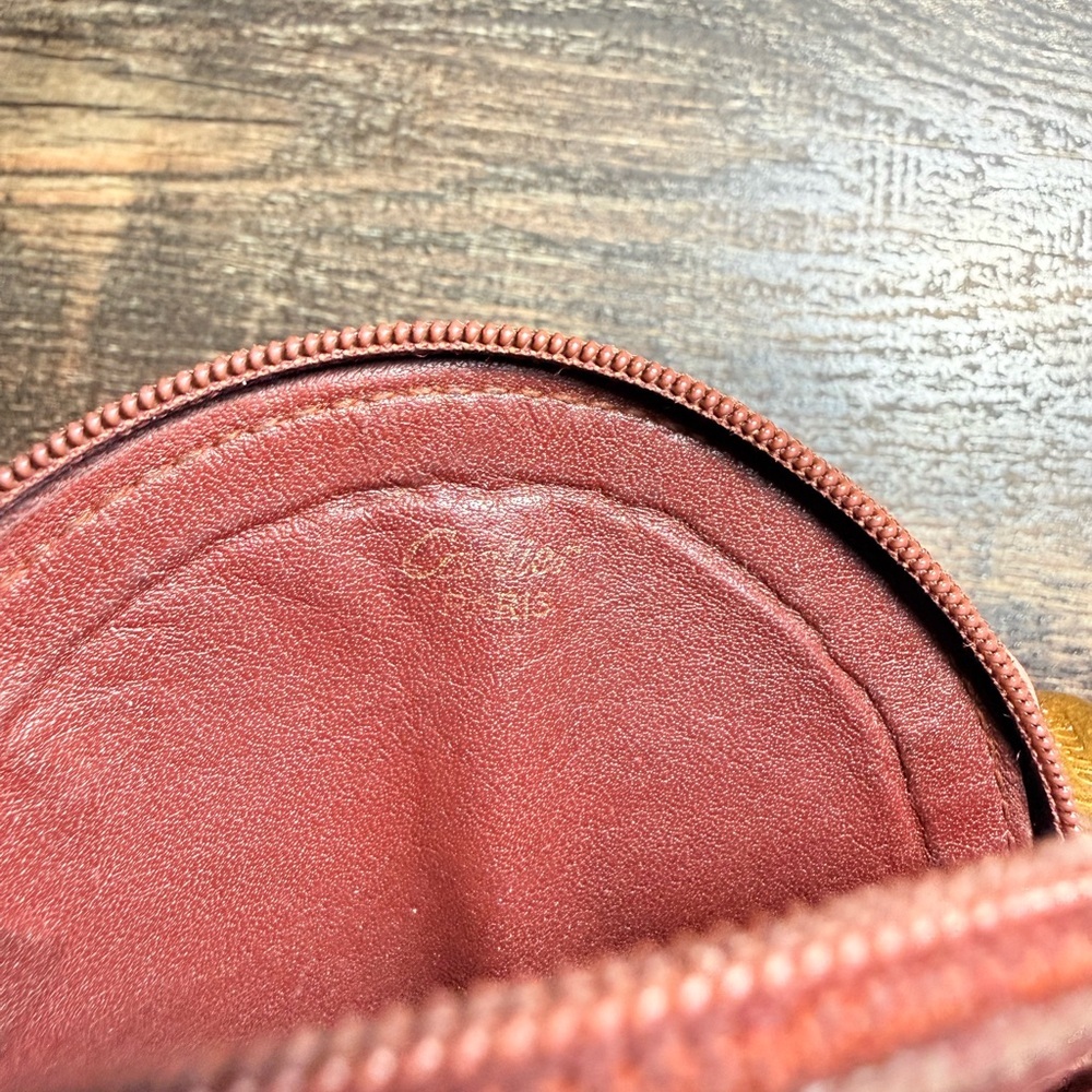 Cartier Burgandy Leather Coin Pouch jewelry case AUTHENTIC - Picture 5 of 6